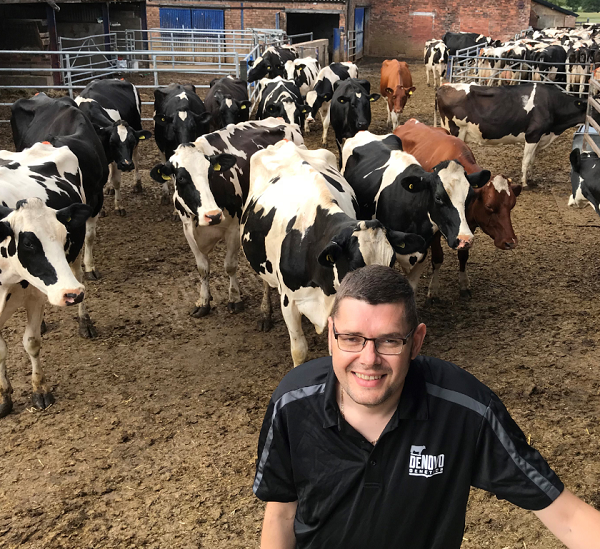 Andy Rutter and his cows at Clayhanger Hall Farm